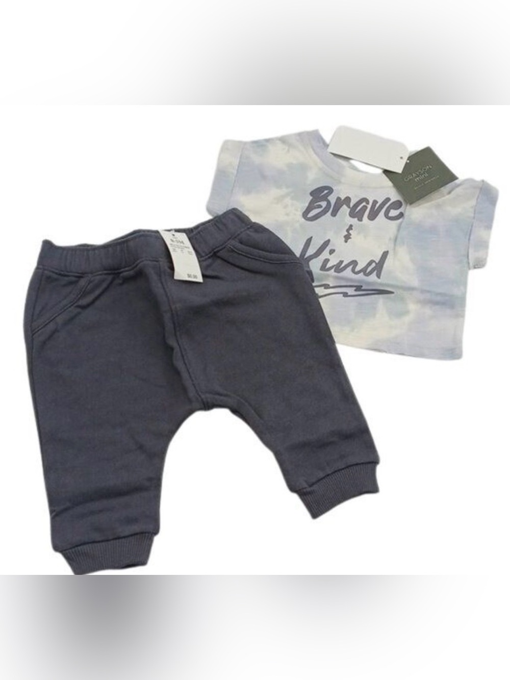 Brave & Kind Tie-Dye Tee and Navy Jogger Set - Kids Underwear